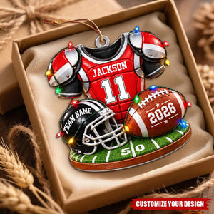 Personalized America Football Ornament, Custom Jersey & Helmet Keepsake