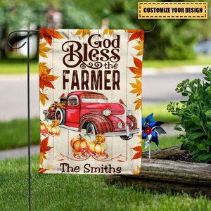 Personalized Farm Truck God Blessed Farmer Flag