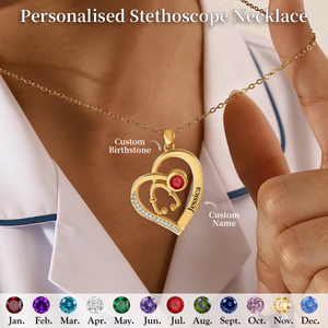 Personalized Custom Stethoscope Birthstone Necklace
