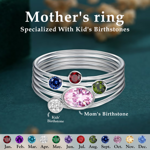 Personalized Family Birthstones Stacking Ring, Gift for Grandma Mom