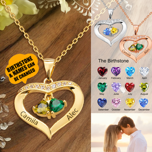 Personalized Name Birthstone Promise Couple Necklace