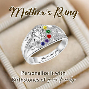 Personalized Ring with Family Names and Birthstones-For Grandma/Mom
