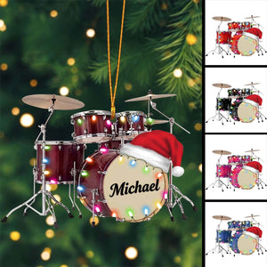 Personalized Name Drum Ornament, Christmas Gifts For Drummer