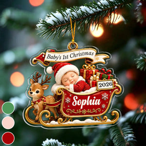 Custom First Christmas Acrylic Ornament - Personalized Christmas Baby Shower Gifts