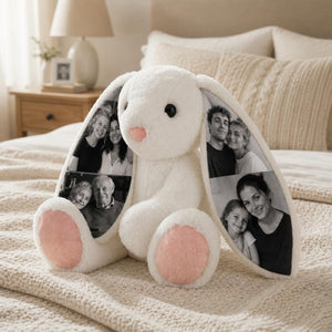 Custom Photo Bunny Plush β Personalized Hidden Ear Picture Bunny Gift for Couples