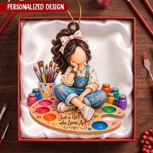 Personalized Artist Girl Christmas Ornament