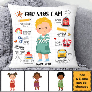 Personalized God Says I Am Back To School Pillowcase - Gift For Grandkids