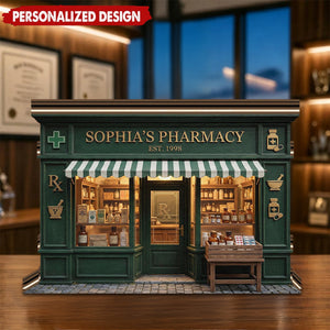 Personalized Pharmacy Apothecary Store Wooden Block, Gift For Pharmacist
