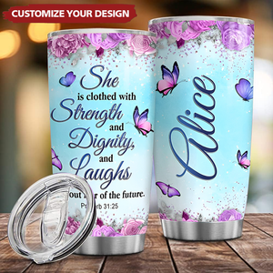 Personalized Bible Faith Tumbler Butterfly Inspiration Gift For Girl