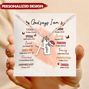 KISSFAITH-God Says I Am Birthstone Personalized Necklace