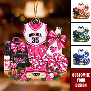 Personalized Cheerleader Ornament, Custom Name & Number Christmas Keepsake