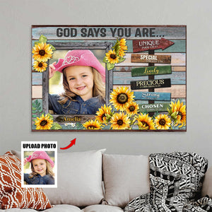 Personalized Canvas Prints Custom Photo, Gift For Daughter, God Says You Are...