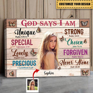 KISSFAITH-Christian Woman God Says I Am Personalized Canvas