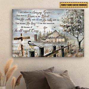 Old Barn Painting, I Still Believe In Amazing Grace - Personalized Canvas
