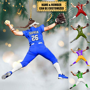 Personalized Softball Player Christmas Acrylic Ornament - Great Gift For Softball Lovers
