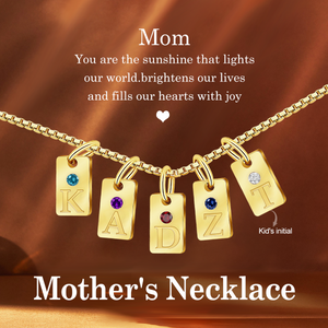 Personalized Custom Initial Birthstone Necklace, Gift For Mom Grandma