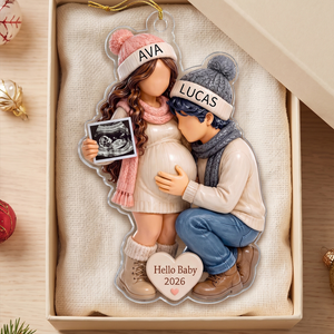 Personalized Pregnancy Christmas Acrylic Ornament, Expecting Parents Ornament