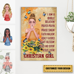 Christian Girl Sunflower I Am A Bible Believin Personalized Canvas