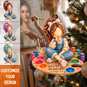 Personalized Artist Girl Christmas Ornament