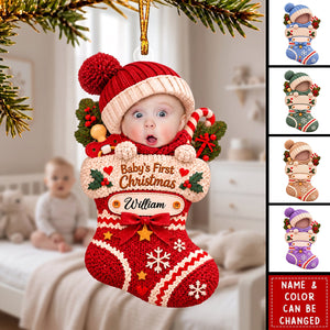 Personalized Baby’s First Christmas Ornament, Custom Photo Newborn Christmas Gift