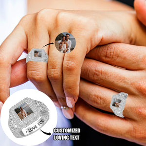 Personalized Ring With Picture And Text For Wedding Valentine's Day Anniversary