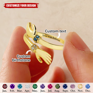 Personalized Birthstone Hug Ring With Inner Engraving