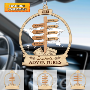 Personalized Travel Adventure Ornament, Custom Traveling Destination, Gift for Travelers