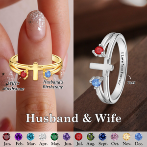 I Love You Forever,Personalized Birthstone Cross Ring