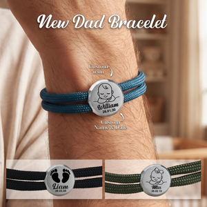 Custom Bracelet for New Dad, Father's Day Gift,Adjustable Sliding Knot Bracelet