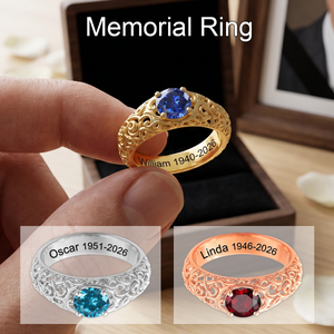 Always In My Heart, Personalized Memorial Ring With Birthstone