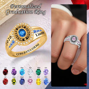 Personalized Engraved Birthstone Graduation Ring Gift for Graduates