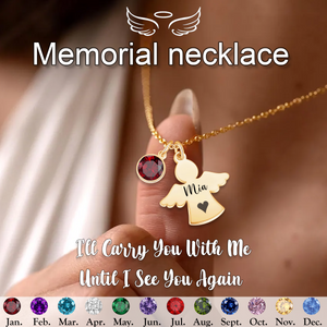 Always In My Heart, Personalized Angel Charm Birthstone Necklace