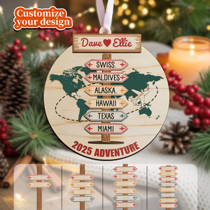 Personalized Travel Adventure Destinations Christmas Ornament