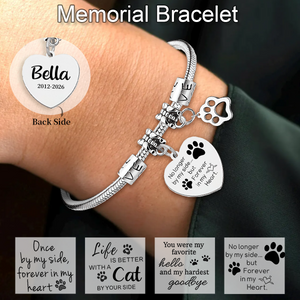 Forever In My Heart, Personalized Pet Paw Memorial Bracelet