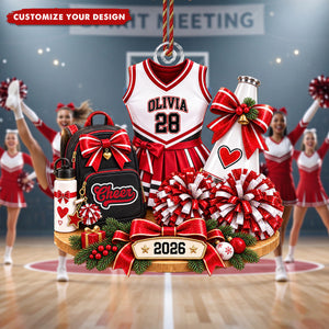 Personalized Cheerleader Ornament, Custom Name & Number Christmas Keepsake