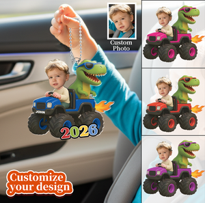 Personalized Kid Photo Dinosaur Truck Car Hanging Ornament