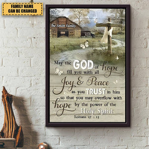 May The God Of Hope Fill You With All Joy And Peace - Personalized Canvas