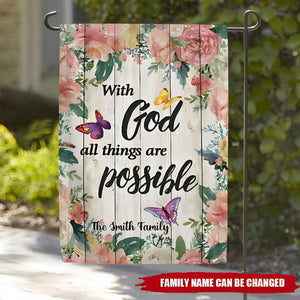 With God All Things are Possible -Personalized Garden Flag