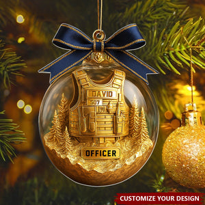 Personalized Police Officer Ornament with Golden Vest