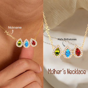 Personalized Tears Of Joy Teardrop Birthstone Mama/Nana Necklace