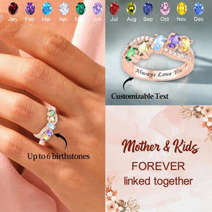 Personalized Family Birthstones Ring - Gift For Grandma or Mom