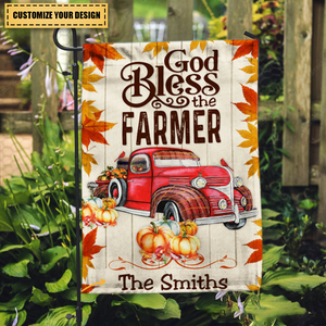 Personalized Farm Truck God Blessed Farmer Flag