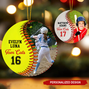 Personalized Baseball,Softball Christmas Ceramic Ornament