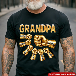 Grandpa Dad Strong Fist Bump - Personalized Shirt