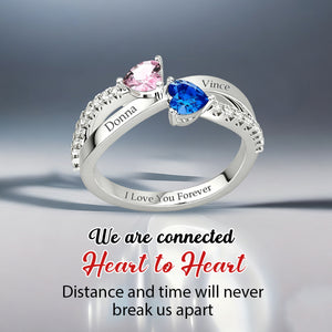 Personalized Name Birthstone Criss Cross X Couple Ring