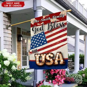 KISSFAITH-God Bless the USA Patriotic Home Garden Personalized Flag