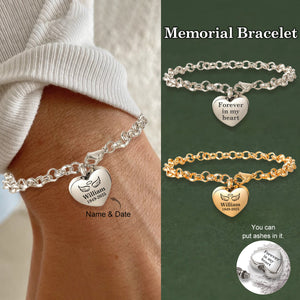Personalized Stainless Steel Memorial Heart Urn Bracelet