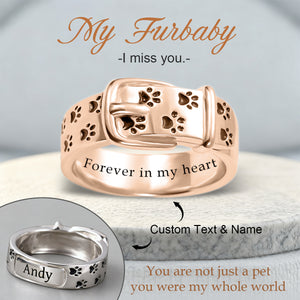 Personalized Engraved Pet Paw Print Collar Memorial Ring