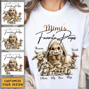 Grandma's Favorite Rabbit Easter Day Personalized Kids Name T-Shirt