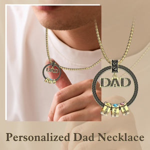 Personalized Family Names Birthstones Necklace-Gift For Dad or Grandpa
